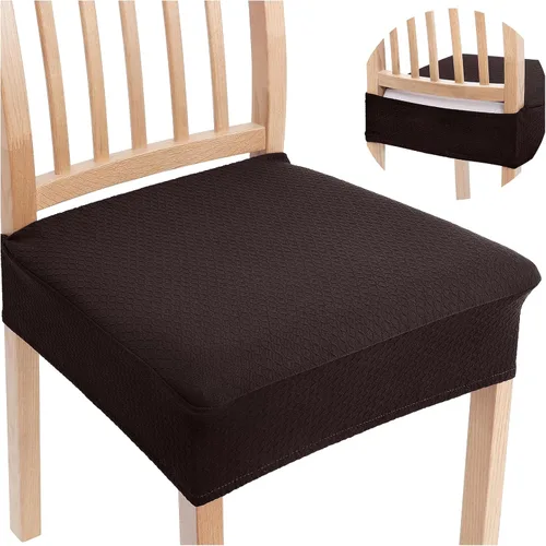 Vista 18 de Smiry Juego de 2 fundas de asiento elásticas de jacquard para sillas de comedor, extraíbles y lavables, sin fundas traseras, color azul aireado
