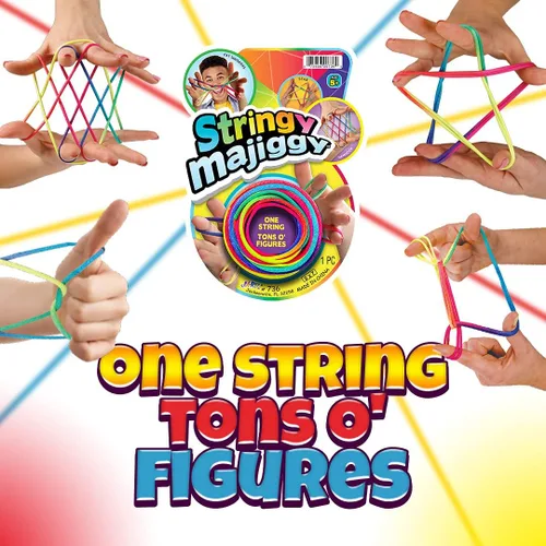 Vista 3 de JA-RU Stringy Majiggy Cats Cradle - Juguetes de cuerda chinos (1 cuna para gatos) Juegos de trucos de cuerda de mano para niños y adultos, niñas