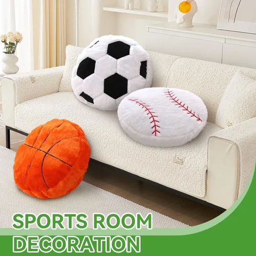 Vista 2 de haozaikeji Plush Soccer Ball Pillow Soft Sports Ball Throw Pillow Stuffed Basketball Pillows Football Pillows Decorative Couch Cushion for Bed