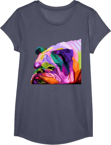 Vista 14 de Camiseta de retrato pop artístico de bulldog británico inglés para dueños de perros, Negro, S
