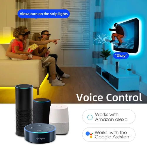 Vista 3 de GIDEALED Kit de tira de luces LED RGBW WiFi inteligente de 32.8 pies, compatible con Alexa Google Assitant, soporte de control de voz, a través