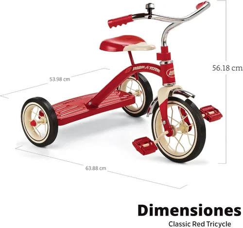 Vista 3 de Radio Flyer Classic Triciclo rojo, para edades de 2 a 4 años, rueda delantera de 10 pulgadas, campana