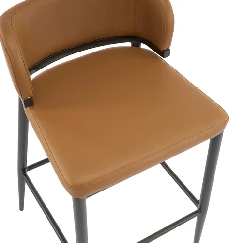 Vista 9 de Christopher Knight Home Ebany - Juego de 2 taburetes de bar con marco de metal, silla de cocina tapizada, sillas de bistró con respaldo curvado