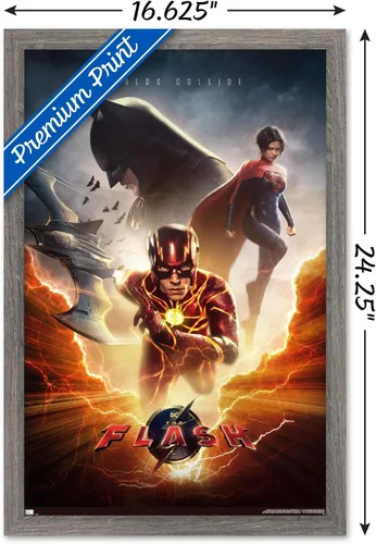 Vista 3 de Trends International DC Comics Movie The Flash - Póster de pared de una hoja, 14.725 x 22.375 pulgadas, versión enmarcada de madera de granero