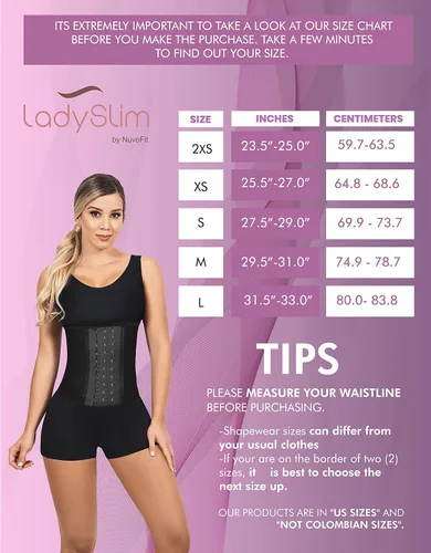 Vista 3 de LadySlim by NuvoFit Fajas Colombianas Reductoras para mujer - Entrenador de cintura de látex para mujer