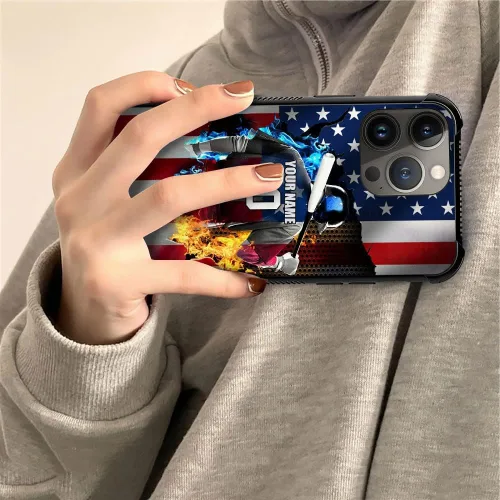 Vista 5 de DJSOK Funda personalizada con nombre de la bandera de Estados Unidos para Apple iPhone 14 Pro Max PLUS/13 12 11 Mini/Xs X Xr/7 8 Plus SE2 2020