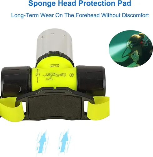 Vista 3 de LUXNOVAQ Linterna subacuática para buceo, súper brillante, 1800 lúmenes, linterna de buceo LED, IPX8 impermeable, 3 modos, linterna de buceo