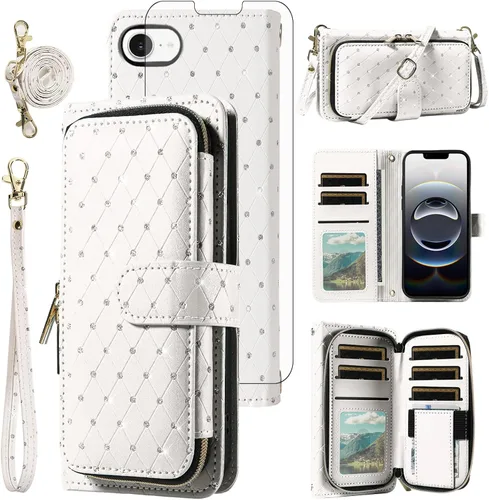 Vista 150 de Funda para teléfono iPhone 6 6S con cremallera y protector de pantalla con protector de pantalla, correa de cordón cruzado, ranura para iPhone 6 Six