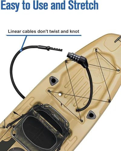 Vista 3 de NDakte Candado para Bicicleta, Candado de Cable Recto Extra Largo (1.83m a 8.23m) con Combinación Reseteable, Diseño Único Masculino Estrecho