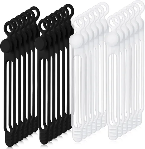 Vista 8 de Nuanchu 40 bridas de silicona reutilizables, correas ajustables, organizador de cables de carga multiusos para sujetar cables de carga