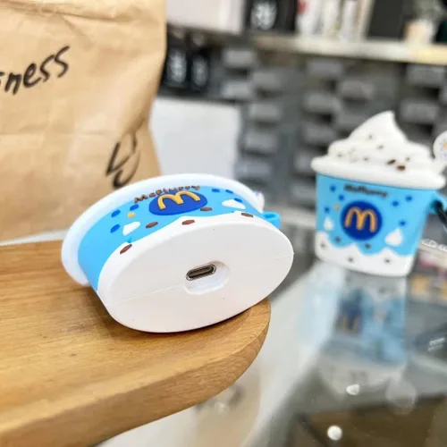 Vista 4 de Funda para AirPod Pro 2, bonita y divertida taza de helado Kawaii a la moda para AirPods Pro de 2ª generación 2022 lanzado en 2022 (azul)
