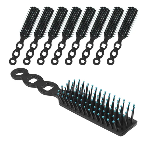 Vista 9 de Cepillos de pelo a granel para personas sin hogar, paquete de 12 cepillos de pelo a granel para cabello rizado, ondulado, secado de pelo, Negro