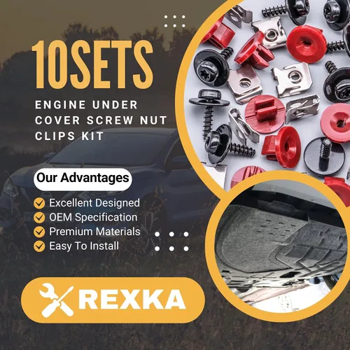 Vista 2 de Rexka 10 juegos de tornillos T30 para cubierta de protección contra salpicaduras de motor T30, kit de clip de tuerca de perno compatible con Ford