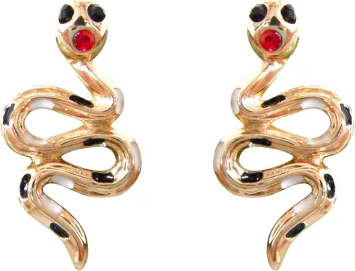 Vista 61 de Navachi Pendientes colgantes de gota de serpiente con forma de pera multicolor de cristal chapado en oro de 18 quilates