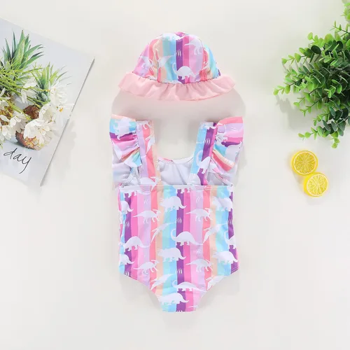 Vista 2 de Amberetech Traje de baño de una pieza para niñas con volantes, sin mangas, bikini para la playa