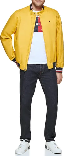 Vista 31 de Tommy Hilfiger Chaqueta bomber ligera Varsity de punto acanalado para hombre Verde militar