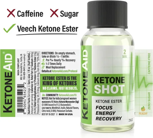 Vista 2 de KetoneAid Ketone Shot Energía de éster cetónico Sin azúcar, sin cafeína (12 unidades)