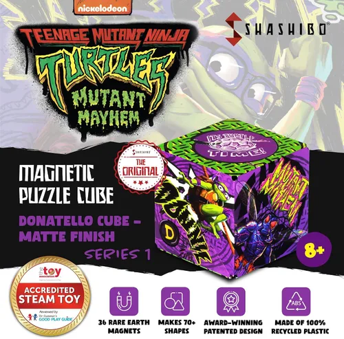 Vista 2 de SHASHIBO Caja de cambio de forma de tortugas ninja mutantes adolescentes: cubo magnético STEM que se transforma en más de 100 formas, descarga