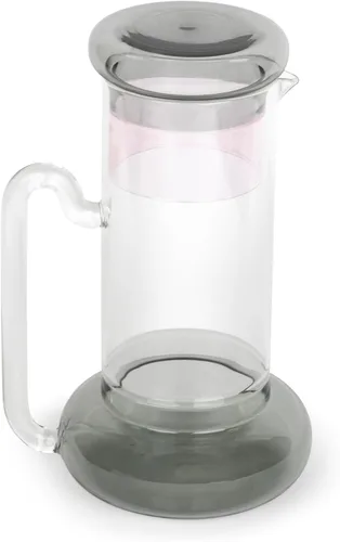 Vista 2 de Elle Decor Juego de jarras de noche, jarra de 32 onzas con taza, vaso que funciona como tapa para agua, jugo y enjuague bucal, servidor de bebidas