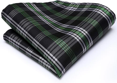 Vista 40 de Hi-Tie Corbatas de seda para hombre, diseño de cachemira a rayas, con bolsillo, gemelos cuadrados, conjunto formal de negocios