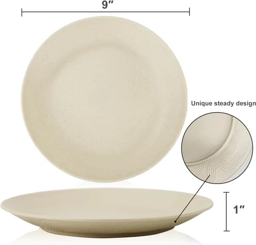 Vista 2 de Homiely Juego de 8 Platos para Cena - Paja de Trigo, Apto para Microondas y Lavavajillas, Irrompible, Platos para Niños
