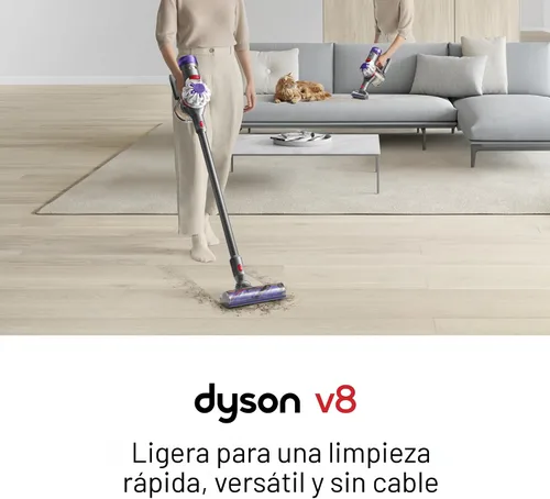 Vista 2 de Dyson Aspiradora inalámbrica V8, limpia suelos duros y alfombras, desenreda, se convierte en portátil, 115AW, 2 modos de potencia, hasta 40 minutos¹