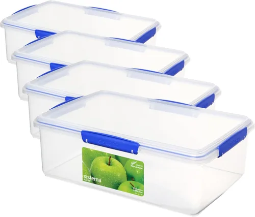 Vista 9 de Sistema KLIP IT Recipiente para almacenar alimentos, 5 L, hermético y apilable, sin BPA, transparente con sujetadores azules