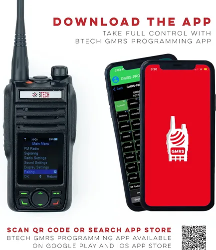 Vista 2 de BTECH GMRS-PRO - Radio GMRS de largo alcance de 5 W - IP67 impermeable, Bluetooth VOX, GPS, mensajes de texto, NOAA, brújula, escáner de doble