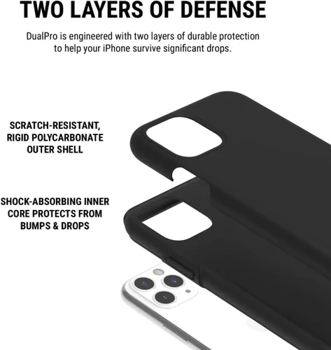 Vista 3 de Incipio DualPro - Funda de doble capa para Apple iPhone 11 Pro con protección flexible contra caídas que absorbe los golpes, color negro