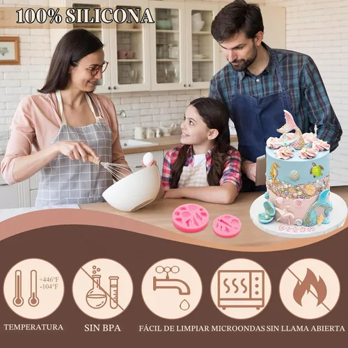 Vista 3 de Moldes de fondant de cuerno de concha de caracola, 4 paquetes de moldes