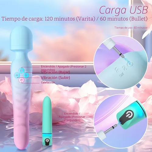 Vista 6 de Juego de vibrador de punto G y bala - Vibradores sexuales para mujeres, consolador de clítoris con 7 modos de vibración, masajeador de varita
