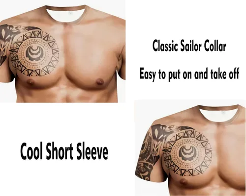 Vista 4 de FakeMuscle - Camiseta de manga corta para hombre, impresión 3D, casual, divertida, con patrón novedoso, camiseta de manga corta
