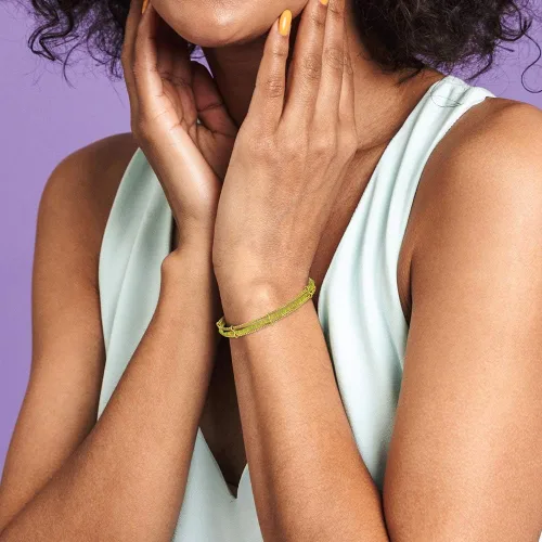 Vista 3 de Pulsera de cuentas Babalawo chapada en oro verde y amarillo para mujer, hermosa pulsera de orulla chapada en oro, elegante joyería de protección