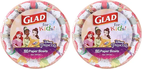 Vista 7 de Glad para Niños Cuencos de Papel para Snacks de Princesas Disney, "Magic is in All of US" - Resistentes, Aptos para Microondas, Tazas Desechables
