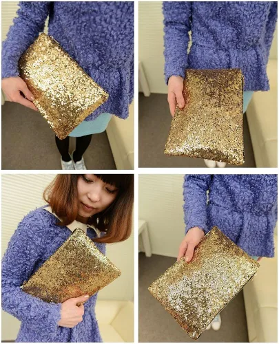 Vista 6 de BeneAlways Paillettes - Bolso de mano para mujer, diseño de lentejuelas