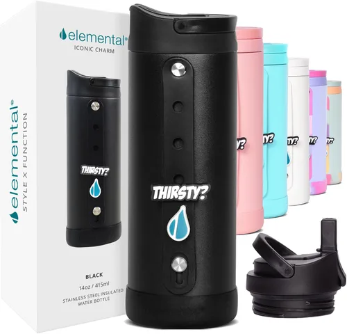 Vista 16 de Elemental Iconic - Botella de agua reutilizable para niños de 20 onzas con Tinte lila
