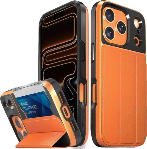 Vista 61 de VENA vCommute - Funda tipo cartera para iPhone 15, [protección contra caídas de grado militar] Funda de cuero con ranura para tarjetas con soporte