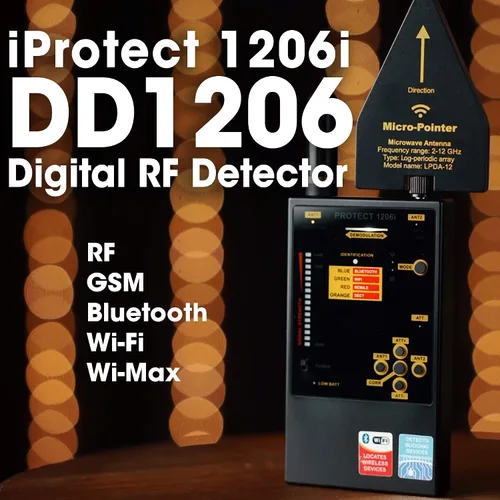 Vista 2 de DiscoverIt DefCon DD1206 Detector Cazador Barredor Profesional de Radiofrecuencia Digital RF Bluetooth, GSM (Celular), WiFi