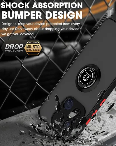 Vista 5 de QUIETIP Funda compatible con Xiaomi Redmi 12C / Redmi 11A con protector de pantalla, TPU + policarbonato duro a prueba de golpes, anillo magnético