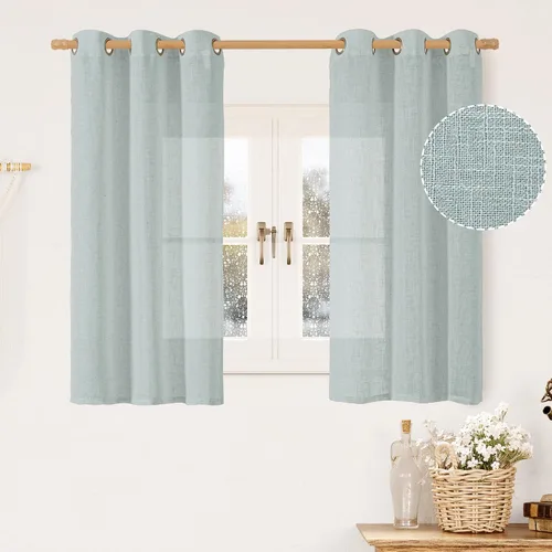 Vista 177 de LAMIT Cortinas de lino marrón caramelo para sala de estar, 84 pulgadas, de lino sintético, texturizado, filtrante de luz, paneles de privacidad