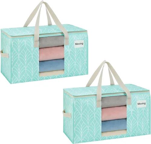 Vista 37 de VENO Paquete de 4 bolsas de mudanza resistentes, bolsas de almacenamiento de ropa y edredón con ventana transparente, suministros de embalaje