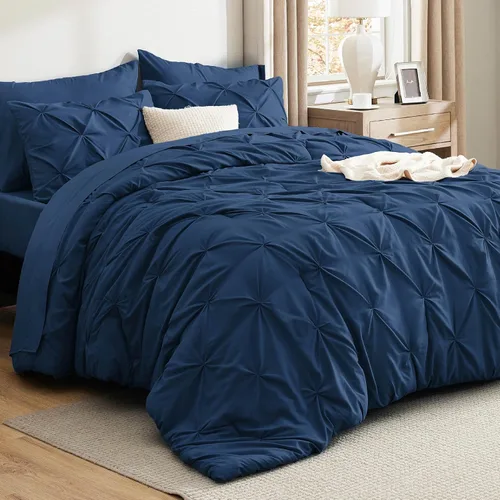 Vista 40 de Bedsure - Juego de edredón tamaño individual gris - Ropa de cama tamaño individual en una bolsa de 5 piezas, juego de cama Pintuck GentleSoft™