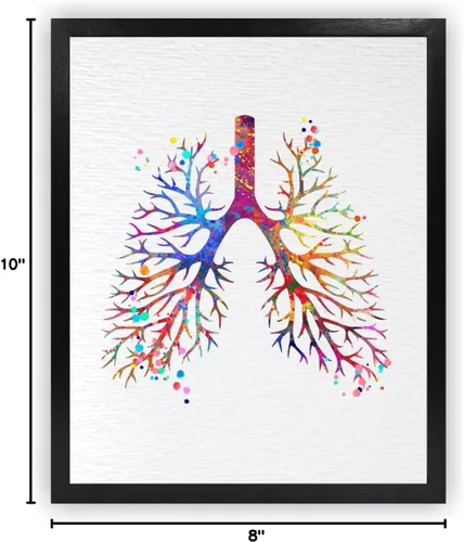 Vista 9 de Dignovel Studios 8X10 sin marco pulmonar anatomía humana acuarela arte impresión cartel ciencia médica inauguración casa giclée oficina decoración