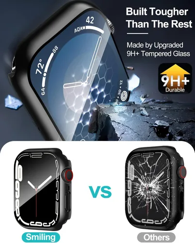 Vista 3 de Smiling Paquete de 2 fundas compatibles con Apple Watch Serie 3/Serie 2 de 1.49 pulgadas, protector de pantalla vidrio templado, carcasa rígida
