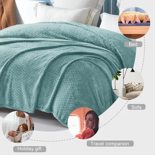 Vista 3 de Exclusivo Mezcla - Manta de forro polar tamaño King para cama, 90 x 104 pulgadas, mantas suaves y acogedoras de franela jacquard, ligeras, mullidas