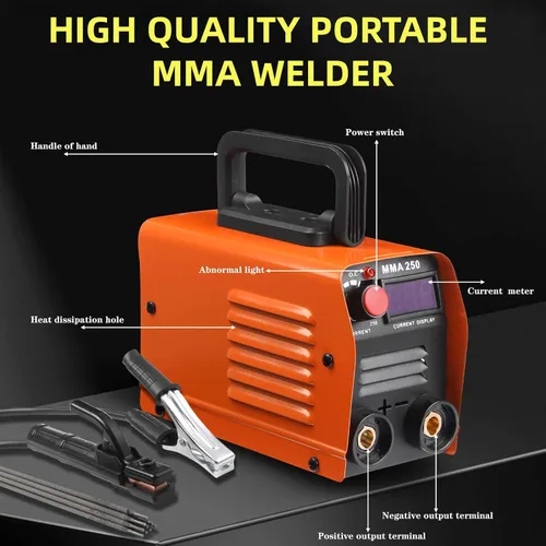 Vista 3 de MMA250 Máquina Soldadora de Electrodo Mini Máquina de Soldadura Doméstica, Máquina de Soldadura con Inversor IGBT, Control Cooperativo, Protección