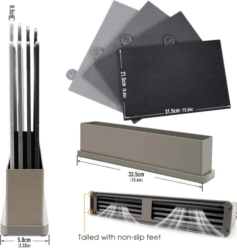 Vista 3 de Masthome Juego de tablas de cortar índice de 4 piezas con soporte
