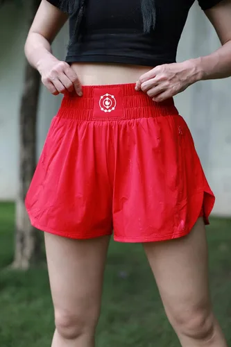 Vista 2 de FLUORY Pantalones cortos de correr 2 en 1 para mujer, cintura alta, ligeros, atléticos, entrenamiento, gimnasio, yoga, deportes, con bolsillos