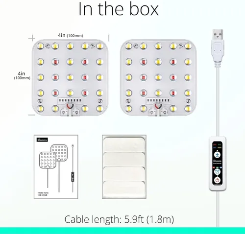 Vista 7 de Luz LED de espectro completo para cultivo de plantas de interior, 2 paneles de 10 W con temporizador de 6/12/16 horas, luces regulables para plantas