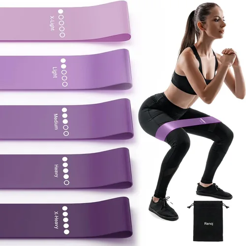 Vista 7 de Resistance Bands for Working Out, 5-Pack Elastic Loop Exercise Bands for Strength Training Stretching, Home Gym Equipment for Pilates Yoga Physical